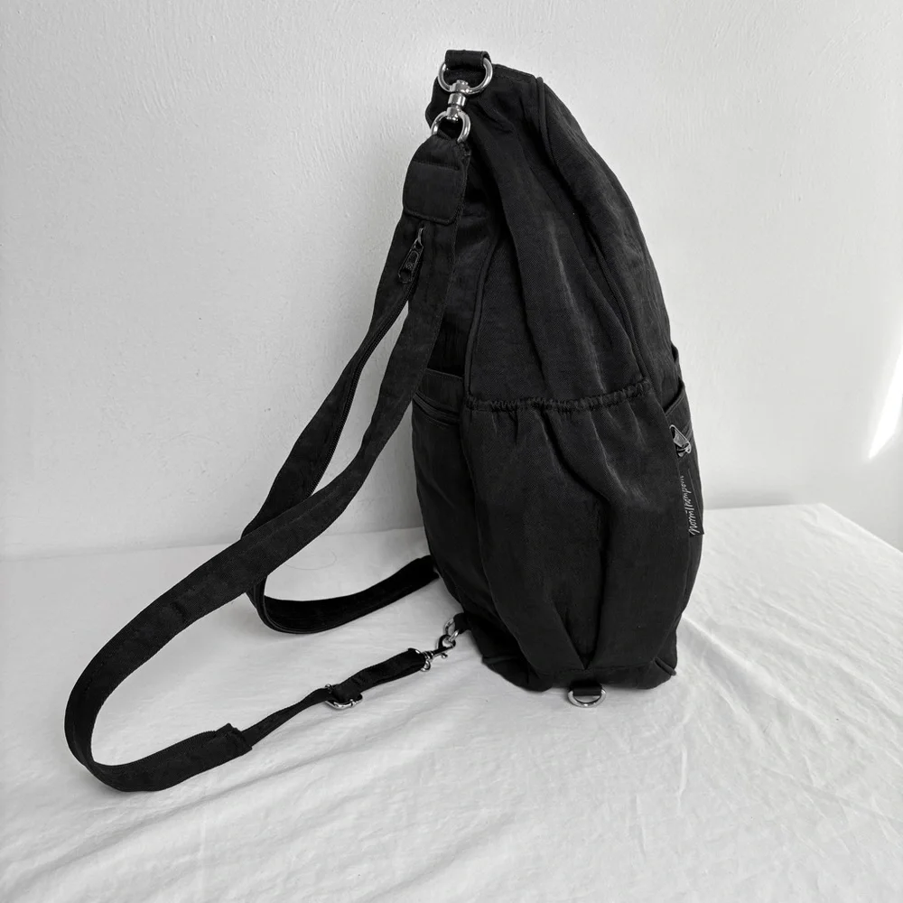 NORM THOMPSON LARGE Teardrop Black Nylon Sling Backpack Bag Unisex TRAVEL - Picture 2 of 13